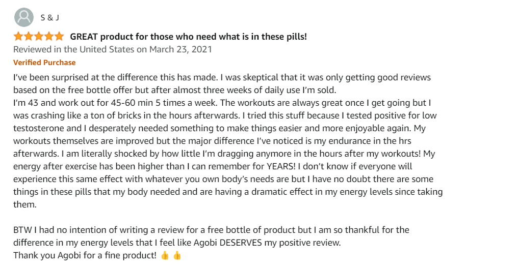 Agobi Natural Testosterone Booster amazon Review