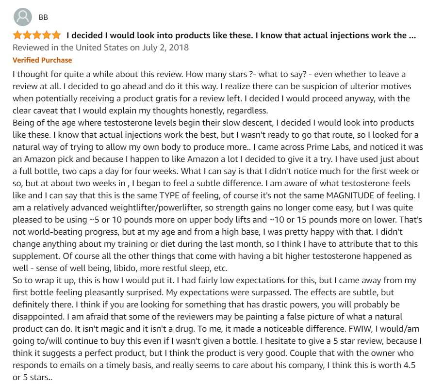 Prime Labs Amazon Review